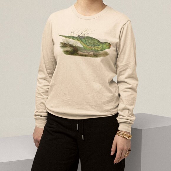 Ground Parrot Vintage Print Long Sleeve Graphic Tee T-shirt S M L XL - Picture 4 of 6